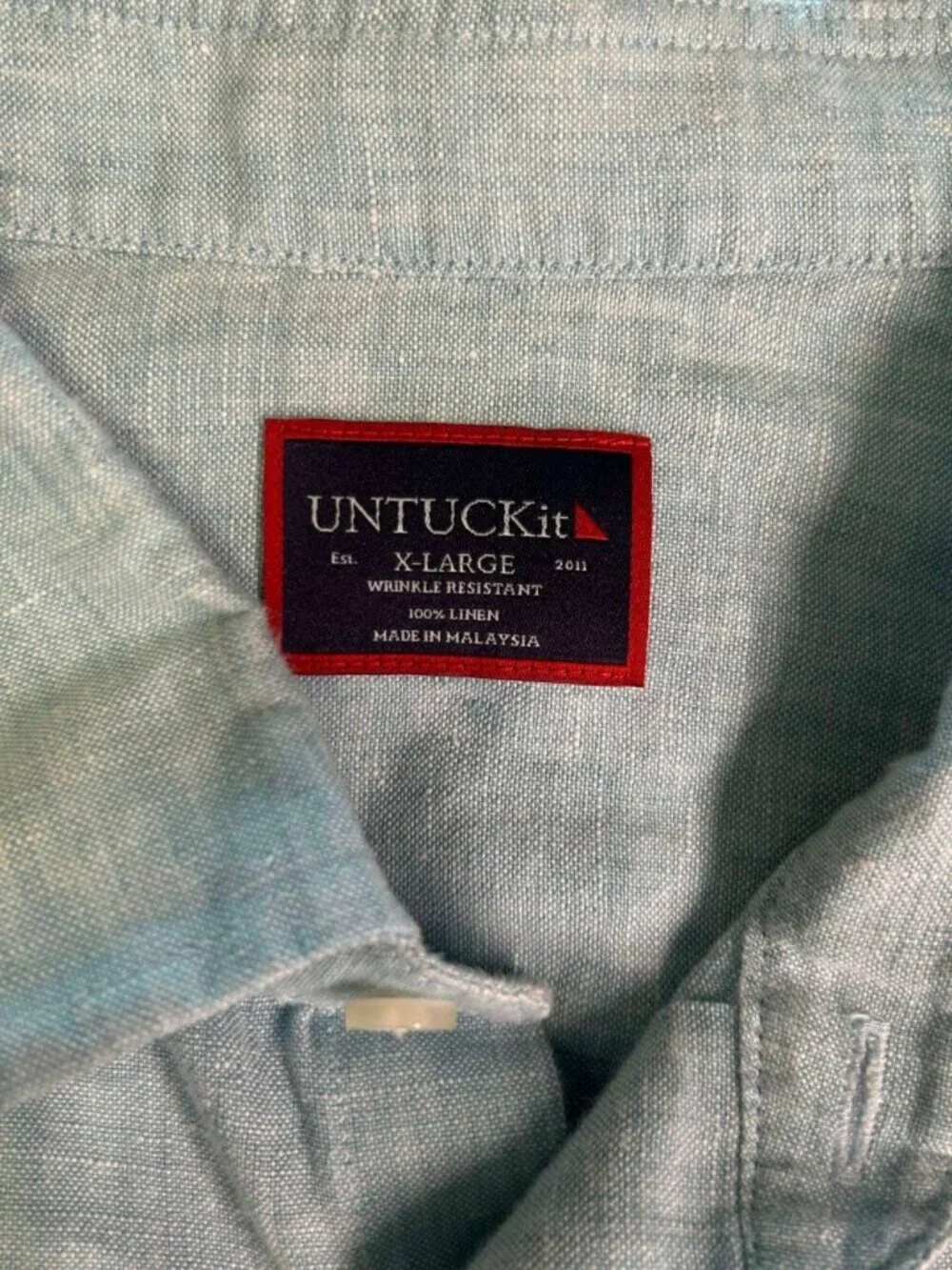Untuckit Wrinkle Resistant Linen Shirt Men’S Xl Light Blue Long Sleeve - Picture 2 of 6